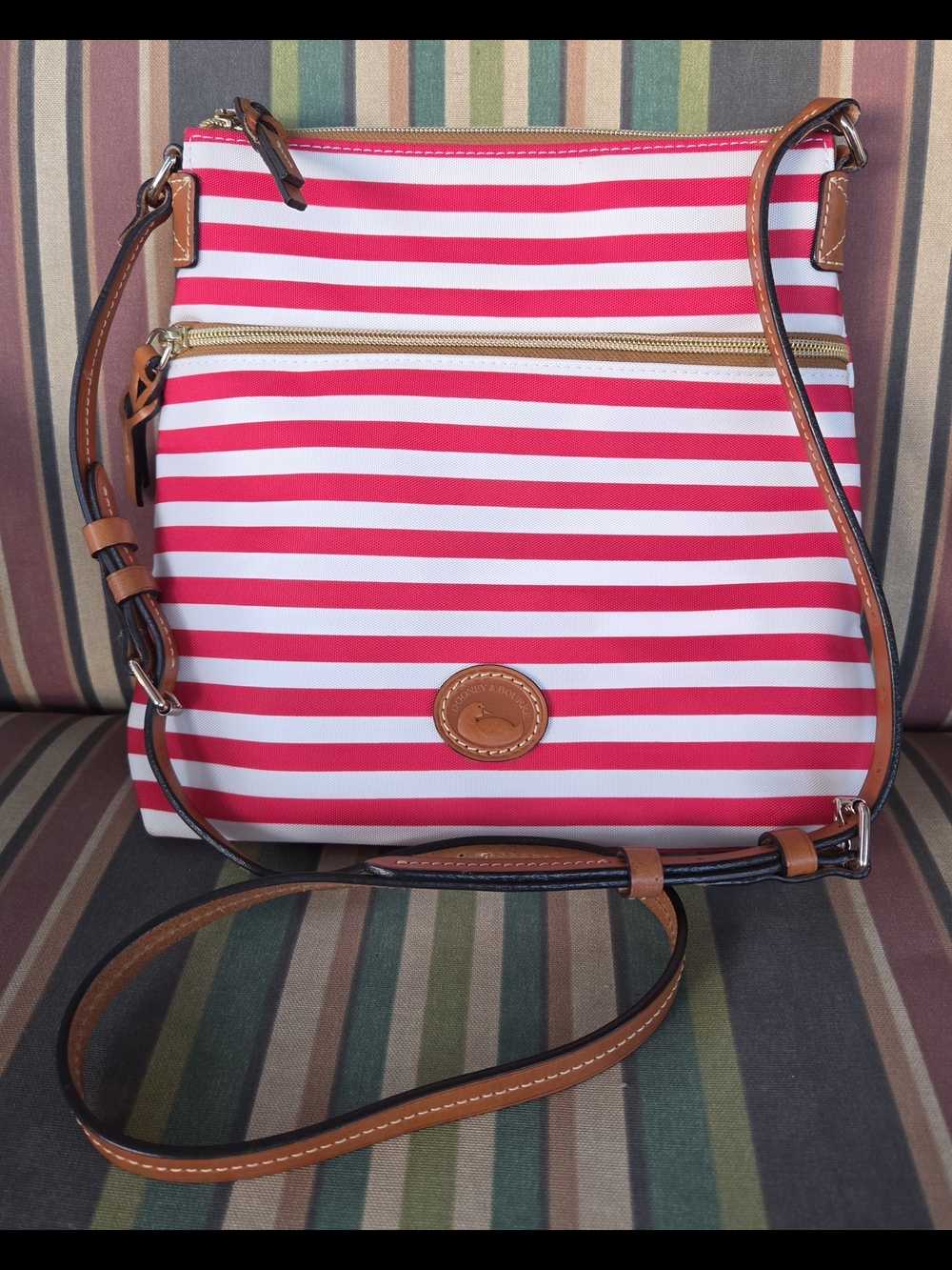 Dooney & Bourke Sullivan Collection Red & White Striped Crossbody/shoulder Bag